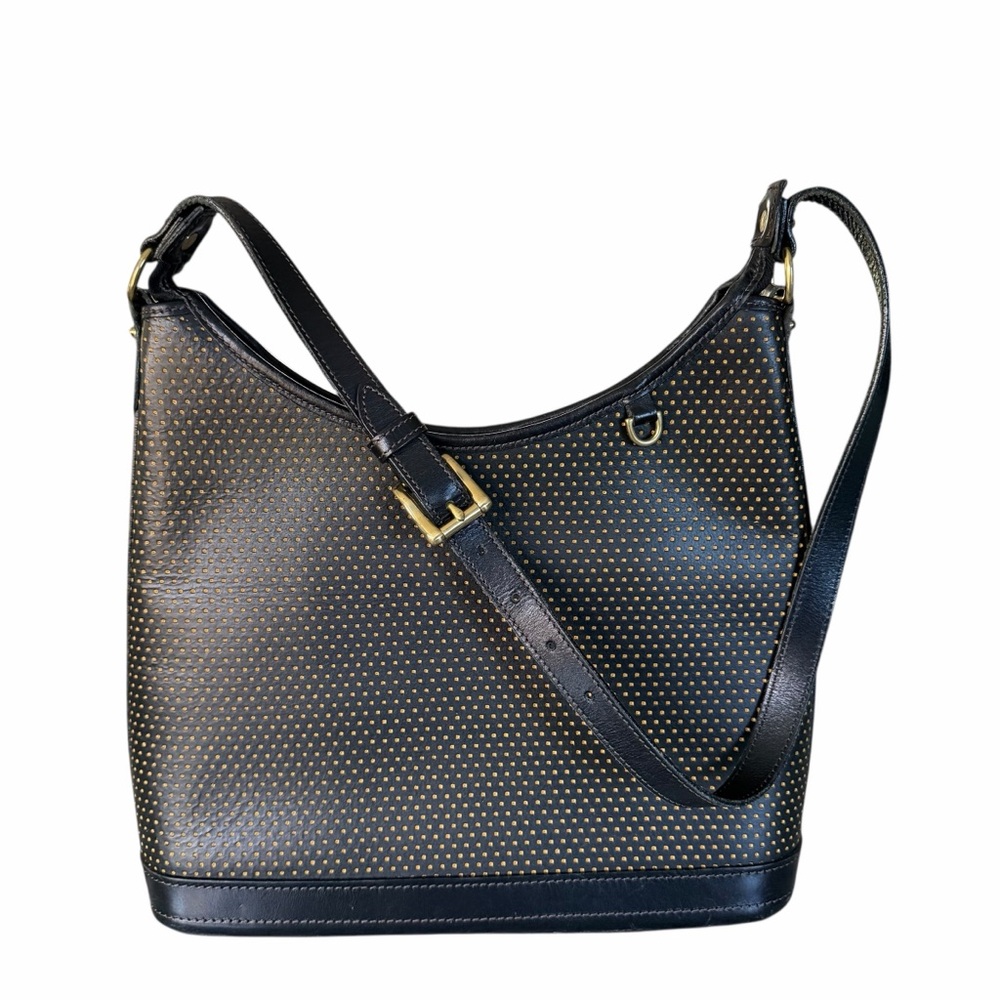 Dooney & Bourke Vintage Cabrio Perforated Polka Dot Leather Hobo Shoulder Bag